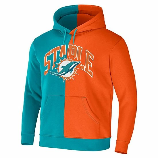 Flash Sale 😀 Unbranded Men's NFL X Staple Aqua Miami Dolphins Split Logo Pullover Hoodie ⌛ - Image 3