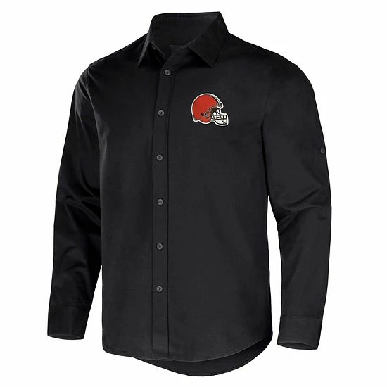 Promo 😉 Unbranded Men's NFL X Darius Rucker Collection By Fanatics Black Cleveland Browns Convertible Twill Long Sleeve Button-Up 👚 Shirt 🎁 - Image 3