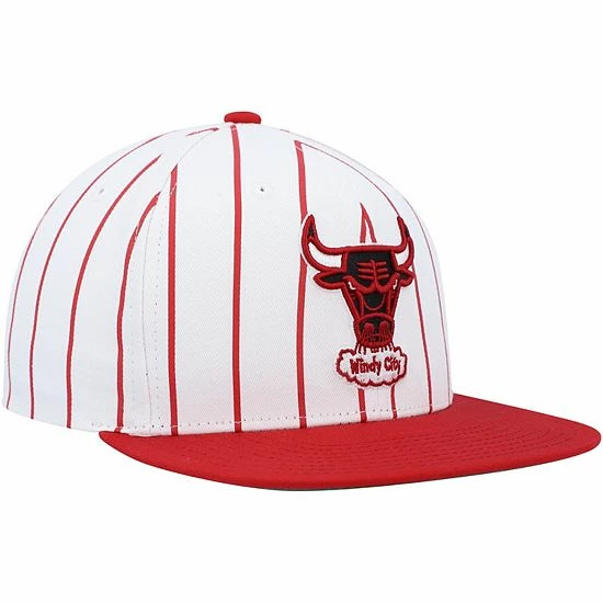 New 🎉 Unbranded Men's Mitchell & Ness White Chicago Bulls Hardwood Classics Pinstripe Snapback Hat 🔔 - Image 4