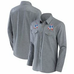 Best reviews of 🎁 Unbranded Men's NFL X Darius Rucker Collection By Fanatics Gray New England Patriots Chambray Button-Up Long Sleeve 👕 Shirt 🧨