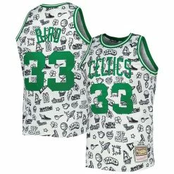 Brand new 😉 Unbranded Men's Mitchell & Ness Larry Bird White Boston Celtics 1985-86 Hardwood Classics Doodle Swingman Jersey ⌛