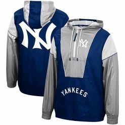 Brand new 🧨 Unbranded Men's Mitchell & Ness Navy New York Yankees Highlight Reel Windbreaker Half-Zip Hoodie Jacket 🔥