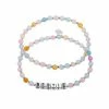 Discount 🥰 Unbranded Fine Silver Plated "BESTIE" Multicolor Pastel Bead Stretch Bracelet Duo Set 😉