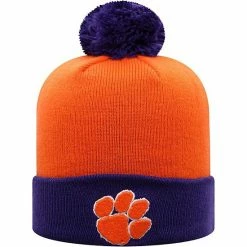 Brand new 🔥 Unbranded Men's Top Of The World Orange/Purple Clemson Tigers Core 2-Tone Cuffed Knit Hat With Pom ⌛