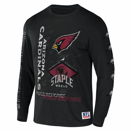 Top 10 ⌛ Unbranded Men's NFL X Staple Black Arizona Cardinals World Renowned Long Sleeve T-Shirt ❤️ - Image 3