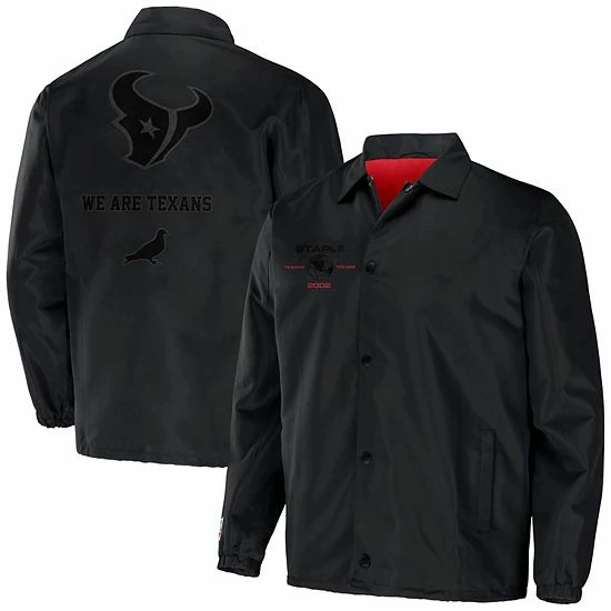 Discount ⌛ Unbranded Men's NFL X Staple Black Houston Texans Coaches Full-Snap Jacket ❤️ - Image 2