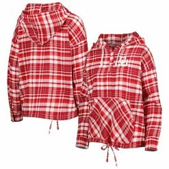Wholesale 🥰 Unbranded 👩 Women's Concepts Sport Crimson Oklahoma Sooners Mainstay Plaid Pullover Hoodie 🎉