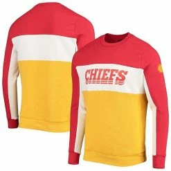 Brand new 🌟 Unbranded Men's Junk Food Red/Gold Kansas City Chiefs Color Block Pullover Sweatshirt 🔥