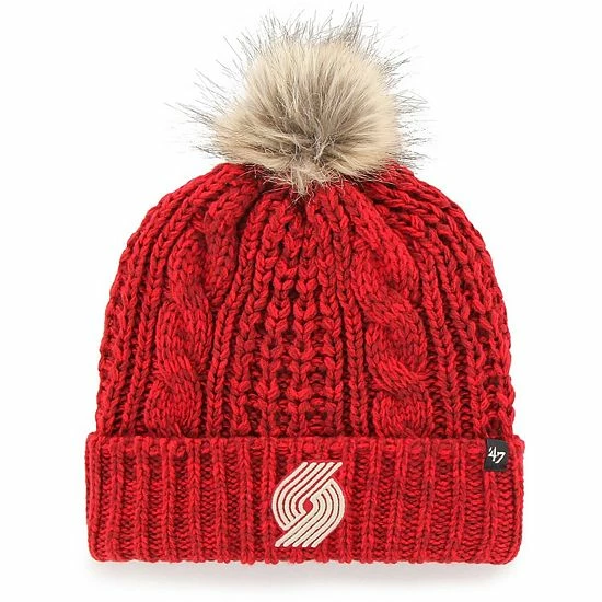 Cheapest 🥰 Unbranded 👩 Women's '47 Red Portland Trail Blazers Meeko Cuffed Knit Hat With Pom 🥰