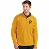 New 🌟 Unbranded Men's Antigua Pittsburgh Pirates Yellow Glacier Quarter-Zip Pullover ✔️