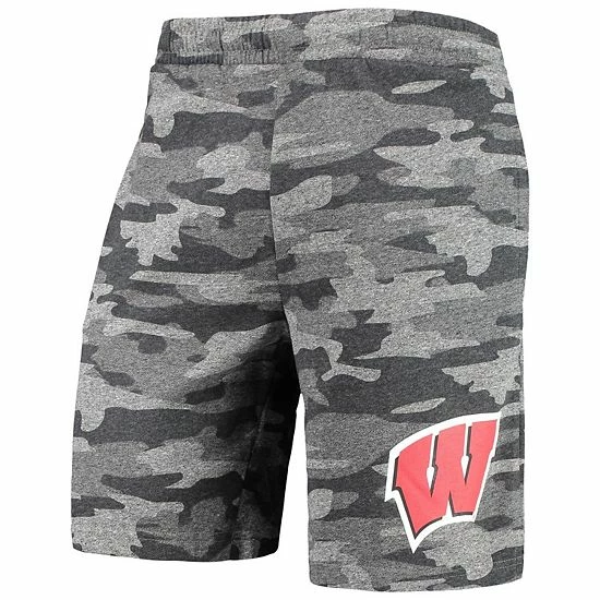 Best deal 🎁 Unbranded Men's Concepts Sport Charcoal/Gray Wisconsin Badgers Camo Backup Terry Jam Lounge Shorts 🔔 - Image 3