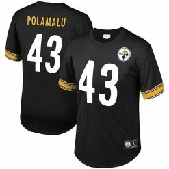 Brand new 😀 Unbranded Men's Mitchell & Ness Troy Polamalu Black Pittsburgh Steelers Retired Player Name & Number Mesh Top 🧨