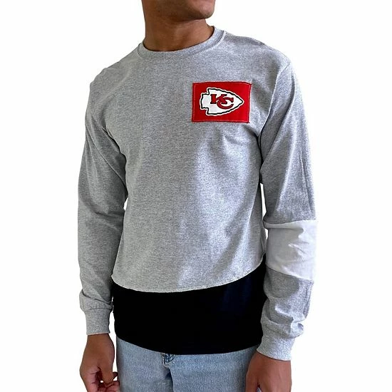 Outlet 👍 Unbranded Men's Refried Apparel Gray Kansas City Chiefs Angle Long Sleeve T-Shirt 👍