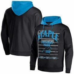Promo ⌛ Unbranded Men's NFL X Staple Black Carolina Panthers Throwback Vintage Wash Pullover Hoodie 🛒