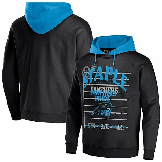 Promo โ Unbranded Men's NFL X Staple Black Carolina Panthers Throwback Vintage Wash Pullover Hoodie ๐