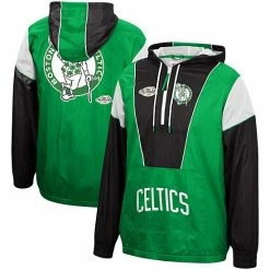 Discount 👏 Unbranded Men's Mitchell & Ness Kelly Green/Black Boston Celtics Hardwood Classics Highlight Reel Windbreaker Half-Zip Hoodie Jacket 😉