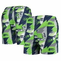 Wholesale ⌛ Unbranded Men's FOCO College Navy/Neon Green Seattle Seahawks Geo Print Swim Trunks 🤩