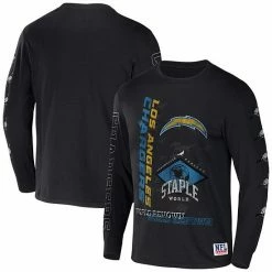 Buy 👍 Unbranded Men's NFL X Staple Black Los Angeles Chargers World Renowned Long Sleeve T-Shirt 😍