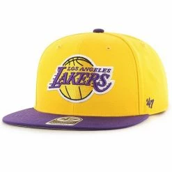 Buy 👍 Unbranded Men's '47 Gold/Purple Los Angeles Lakers Two-Tone No Shot Captain Snapback Hat ✨