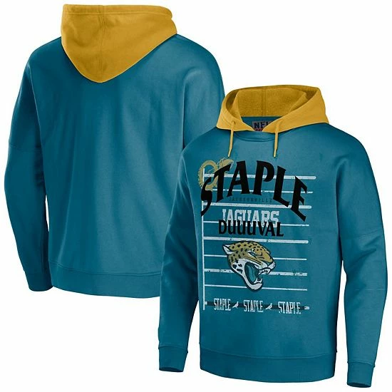 Cheapest ๐ฅ Unbranded Men's NFL X Staple Teal Jacksonville Jaguars Throwback Vintage Wash Pullover Hoodie ๐งจ