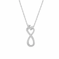 Outlet 🌟 Unbranded Sterling Silver 1/5 Carat T.W. Diamond Infinity Heart Pendant Necklace 👏