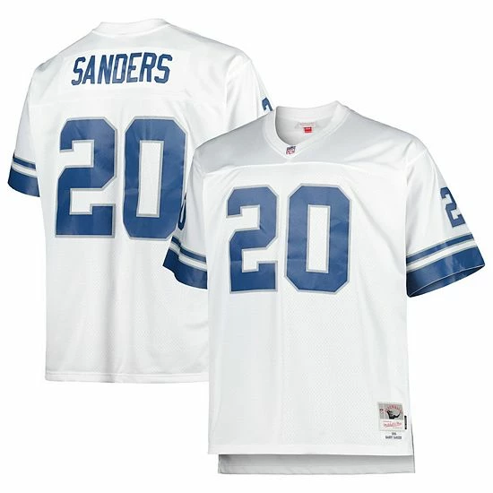 Best Sale ๐ Unbranded Men's Mitchell & Ness Barry Sanders White Detroit Lions Big & Tall 1996 Retired Player Replica Jersey ๐