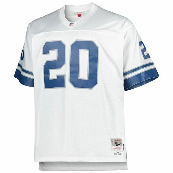 Best Sale ๐ Unbranded Men's Mitchell & Ness Barry Sanders White Detroit Lions Big & Tall 1996 Retired Player Replica Jersey ๐ - Image 3