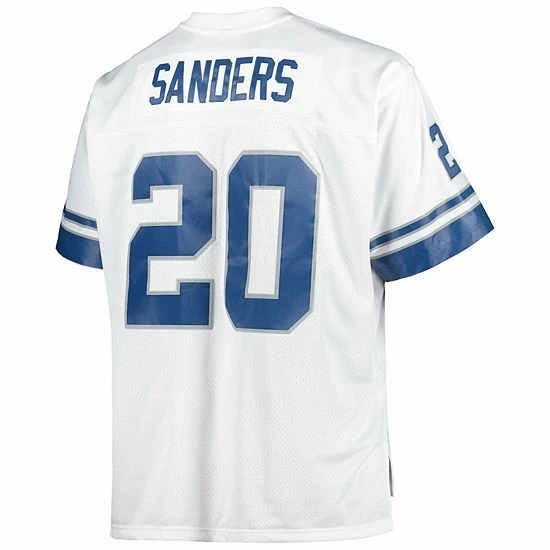 Best Sale ๐ Unbranded Men's Mitchell & Ness Barry Sanders White Detroit Lions Big & Tall 1996 Retired Player Replica Jersey ๐ - Image 4