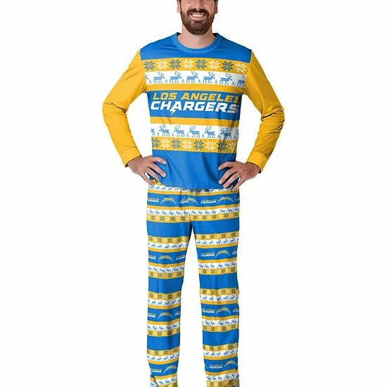 Coupon ๐ Unbranded Men's FOCO Powder Blue Los Angeles Chargers Team Ugly Pajama Set โญ