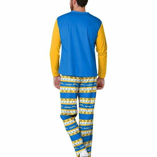 Coupon ๐ Unbranded Men's FOCO Powder Blue Los Angeles Chargers Team Ugly Pajama Set โญ - Image 3