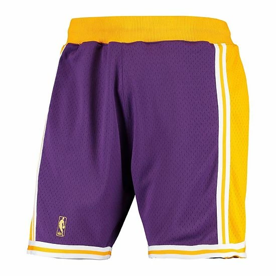 Outlet 🤩 Unbranded Men's Mitchell & Ness Purple Los Angeles Lakers 1996-1997 Hardwood Classics Throwback Authentic Shorts ❤️ - Image 3