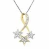 Best Sale 🧨 Unbranded 1/6 Carat T.W. Diamond Sterling Silver And 18k Gold Two Tone Triple Star Pendant Necklace 🔔