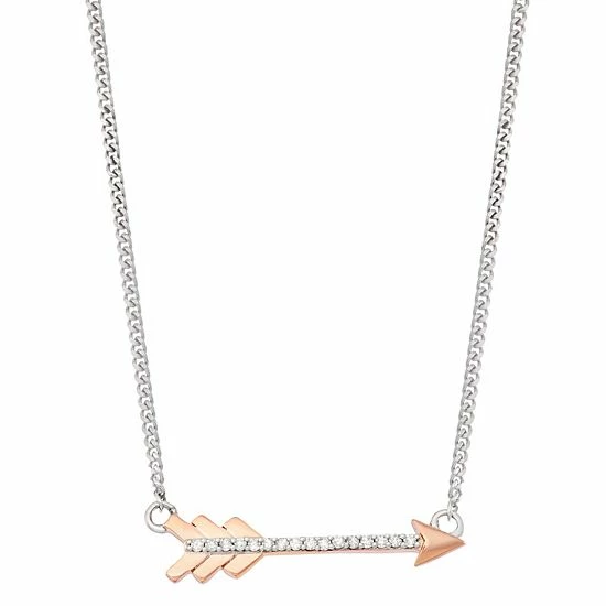 Flash Sale โญ Unbranded Two Tone 1/10 Carat T.W. Diamond Arrow Pendant Necklace ๐