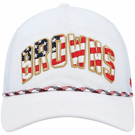 Brand new ๐ Unbranded Men's '47 White Cleveland Browns Hitch Stars And Stripes Trucker Adjustable Hat ๐งจ - Image 3