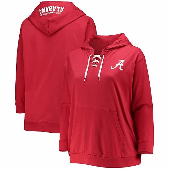 New ๐ Unbranded ๐ฉ Women's Crimson Alabama Crimson Tide Plus Size Wordmark V-Neck Lace-Up Pullover Hoodie ๐ - Image 2