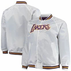 Best Sale 🔥 Unbranded Men's Mitchell & Ness White Los Angeles Lakers Big & Tall Hardwood Classics Raglan Satin Full-Snap Jacket ✨