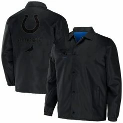 Budget 💯 Unbranded Men's NFL X Staple Black Indianapolis Colts Coaches Full-Snap Jacket 👍