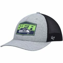 Budget ⌛ Unbranded Men's '47 Heathered Gray/College Navy Seattle Seahawks Motivator Flex Hat 👍