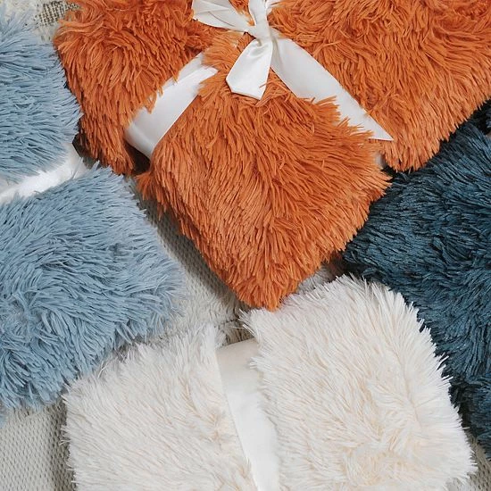 Coupon ๐ Unbranded Shaggy Faux Fur Throw With 2 Pillow Shell Set Teal ๐ - Image 8