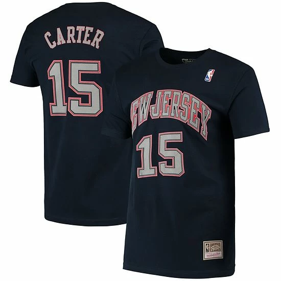 Flash Sale ๐คฉ Unbranded Men's Mitchell & Ness Vince Carter Navy New Jersey Nets Hardwood Classics Stitch Name & Number T-Shirt ๐ - Image 2