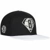 Discount ❤️ Unbranded Men's '47 Black/White Brooklyn Nets 75th Anniversary Carat Captain Snapback Hat 🔔