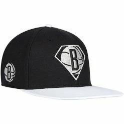 Discount ❤️ Unbranded Men's '47 Black/White Brooklyn Nets 75th Anniversary Carat Captain Snapback Hat 🔔