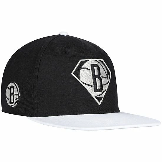 Discount โค๏ธ Unbranded Men's '47 Black/White Brooklyn Nets 75th Anniversary Carat Captain Snapback Hat ๐ - Image 2