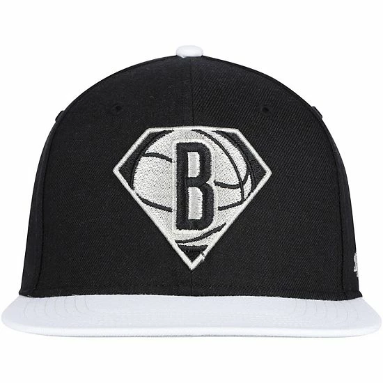 Discount โค๏ธ Unbranded Men's '47 Black/White Brooklyn Nets 75th Anniversary Carat Captain Snapback Hat ๐ - Image 3