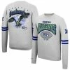 Cheap ⭐ Unbranded Men's Mitchell & Ness Heathered Gray Seattle Seahawks Allover Print Fleece Pullover Sweatshirt ✨