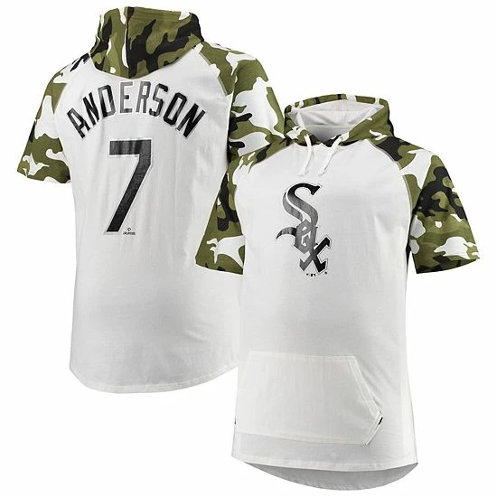 Flash Sale 🤩 Unbranded Men's Tim Anderson White/Camo Chicago White Sox Big & Tall Raglan Hoodie T-Shirt 😉