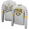 Coupon 💯 Unbranded Men's Mitchell & Ness Heathered Gray Pittsburgh Steelers Allover Print Fleece Pullover Sweatshirt 🎁