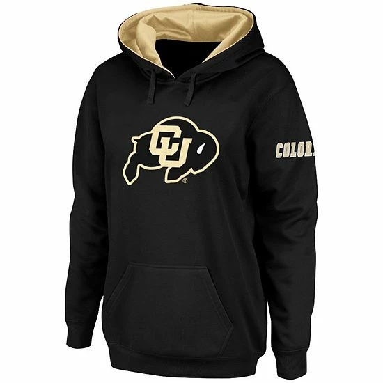 Promo ❤️ Unbranded 👩 Women's Stadium Athletic Black Colorado Buffaloes Big Logo Pullover Hoodie 😉