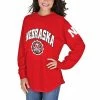Deals 🧨 Unbranded 👩 Women's Pressbox Scarlet Nebraska Huskers Edith Long Sleeve T-Shirt 🎉