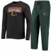 Promo 💯 Unbranded Men's Concepts Sport Green/Heathered Charcoal Miami Hurricanes Meter Long Sleeve T-Shirt & Pants Sleep Set 😀